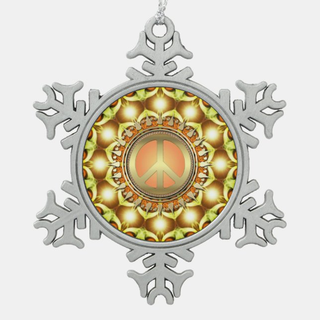 Nature Energy Peace Symbol Hanging Pewter Ornament (Vorderseite)