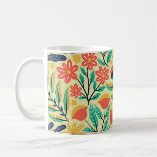 Nature Foliage: Blumenmuster nahtlos Muster. Kaffeetasse