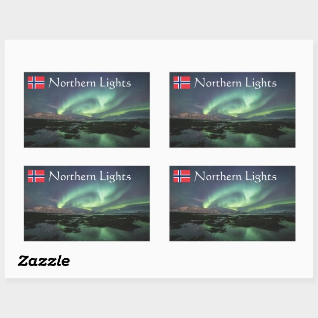Nature Foto Nord Lights Rechteckiger Aufkleber (Blatt)