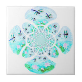Nature Gemustert Dragonfly Wasserlilie Pond Fliese