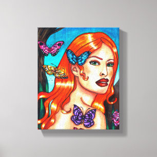 Nature Girl Butterfats originale Fantasiekunst Leinwanddruck