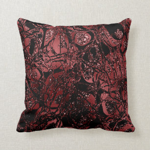 Nature Glitzer Abstrakt Maroon Black Burgundy Kissen