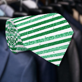 Nature Green White Horizontal Glitter Stripes Krawatte