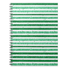 Nature Green White Horizontal Glitter Stripes Notizblock