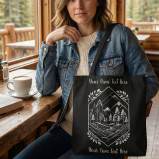 Nature Hiker River Badge Your Text Tasche