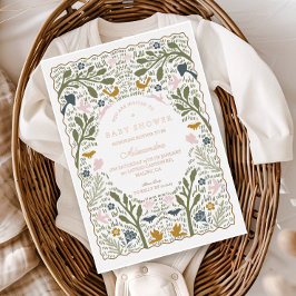Nature Illustrated Folk Baby Shower Folieneinladung