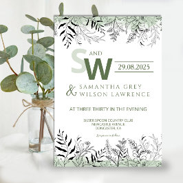 Nature inspired Greenery  Wedding Invitation Einladung