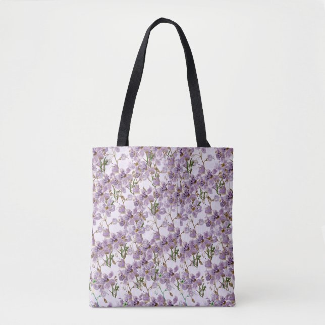 Nature-Inspired Purple Flower Tote Tasche (Vorderseite)