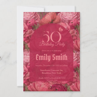 Nature Inspired Ranunculus Luxury Outdoor Birthday Einladung