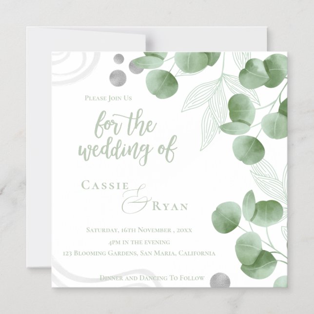 Nature Inspiriert Eukalyptus Wedding-Einladung Magneteinladung (Vorderseite)