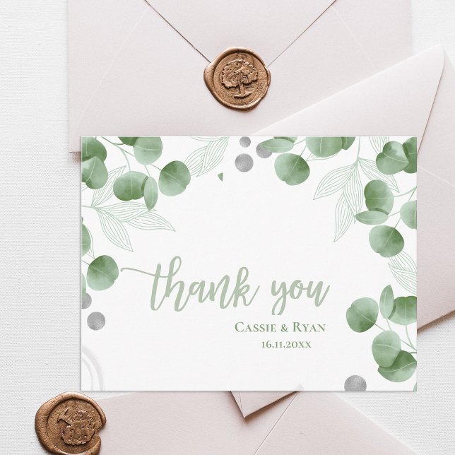 Nature Inspiriert Eukalyptus Wedding Vielen Dank Postkarte (Nature-Inspired Eucalyptus Wedding Thank you Postcard)