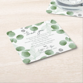 Nature Inspiriert Greenery Wedding Vielen Dank für Rechteckiger Pappuntersetzer