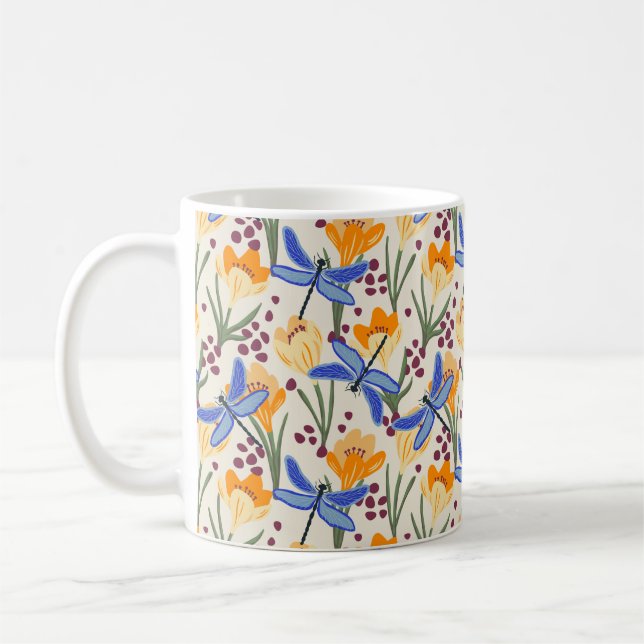 Nature Inspiriert Libelle und Crocus Floral Kaffeetasse (Links)