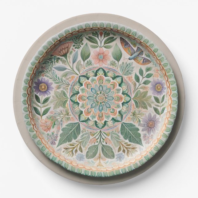 Nature Inspiriert Mandala-Papierplatte Pappteller (Vorderseite)