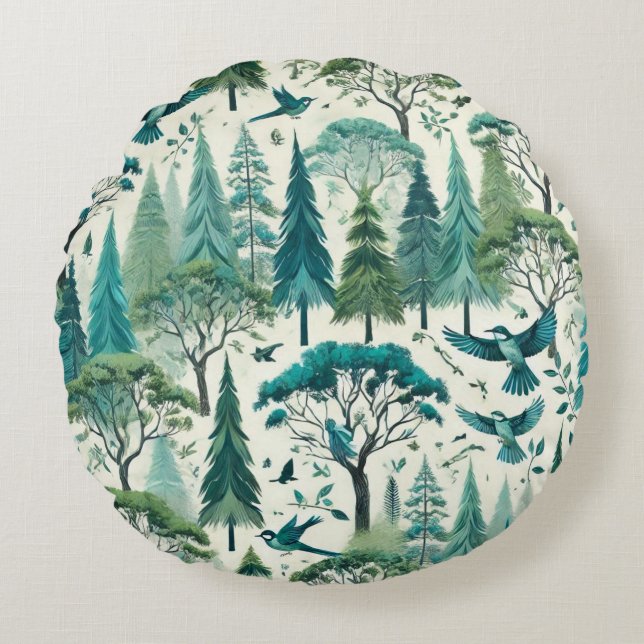 Nature Inspiriert Nahtloses Design Rundes Kissen (Vorderseite)