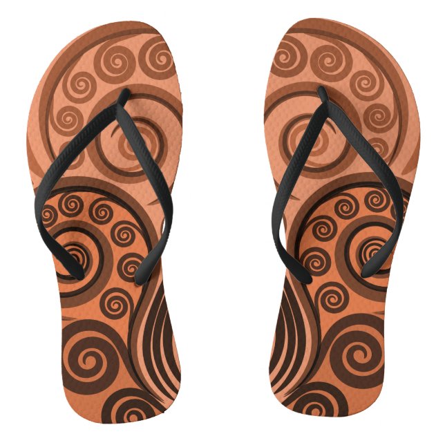 Nature Inspiriert Orange Abstrakte Fern Leaf Wirbe Flip Flops (Fußbett)