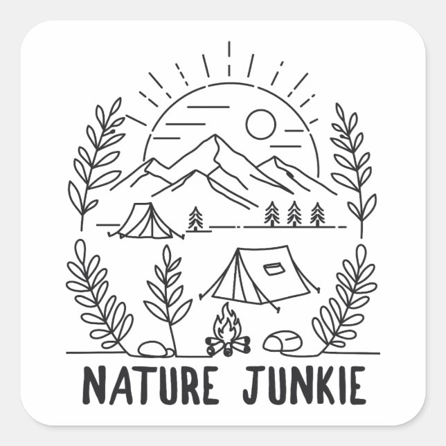 Nature Junkie Quadratischer Aufkleber (Vorderseite)
