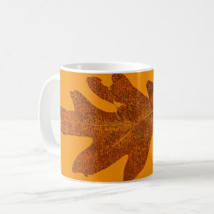 Nature Leaf Print braun auf orange weißen Eichenbl Kaffeetasse