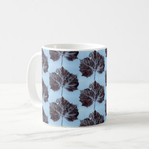 Nature Leaf Print gefliesten Silber braun auf blau Kaffeetasse