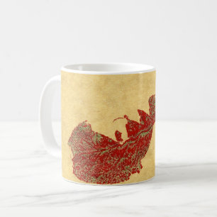 Nature Leaf Print Herbstblatt in rot auf Bräune. Kaffeetasse