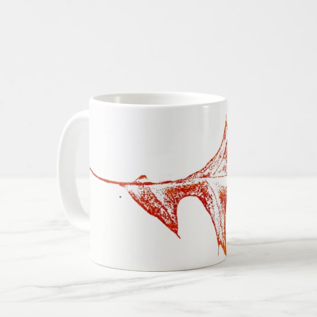 Nature Leaf Print rotes Button Eiche Winterblatt. Kaffeetasse (Vorderseite Links)