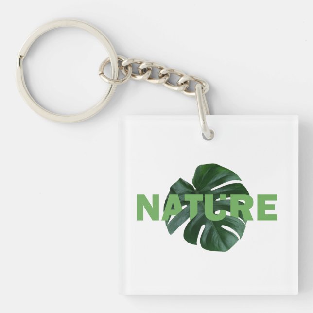 Nature Liebe Dunkle grüne Monstera Leaf Schlüssela Schlüsselanhänger (Vorderseite)