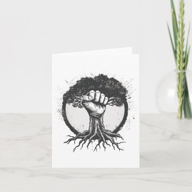 Nature Lover Environmentalist Fist Tree Roots Eart Karte (Vorderseite)
