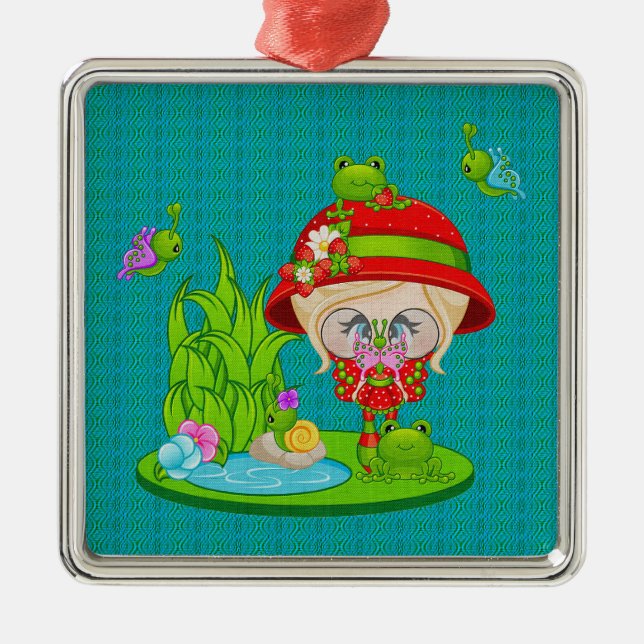 Nature Lover Frog Fee Silbernes Ornament (Vorne)