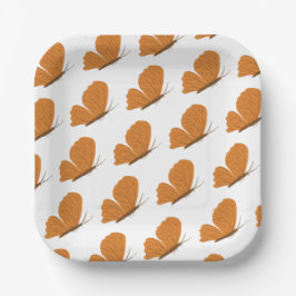 Nature Lover Illustriert Orange Butterfly Pattern Pappteller