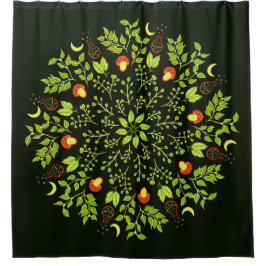 Nature Lover Mandala - Tränke, Pilze, Blätter Duschvorhang
