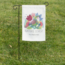 Nature Lover Watercolor Bird Pink Blume Regenbogen