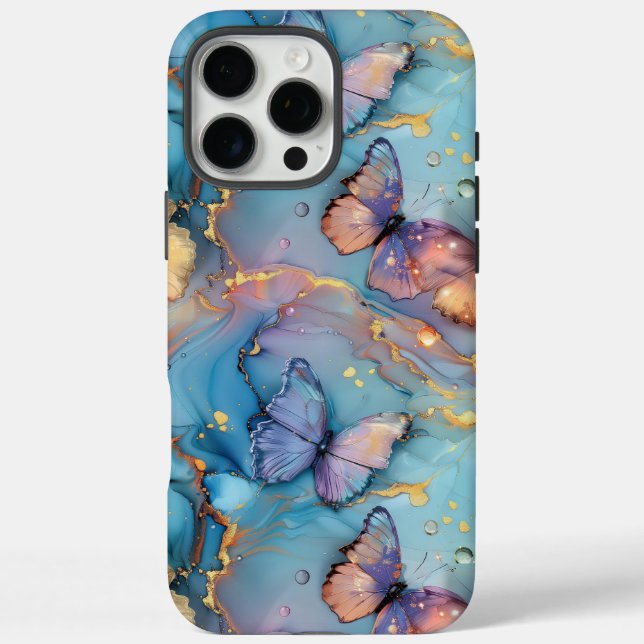 Nature Lovers Boho Marble Butterfly iPhone iPhone 16 Pro Max Hülle (Rückseite)