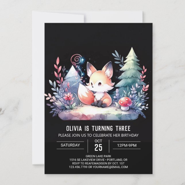 Nature Majestic Fox Geburtstag digital Einladung (Vorderseite)