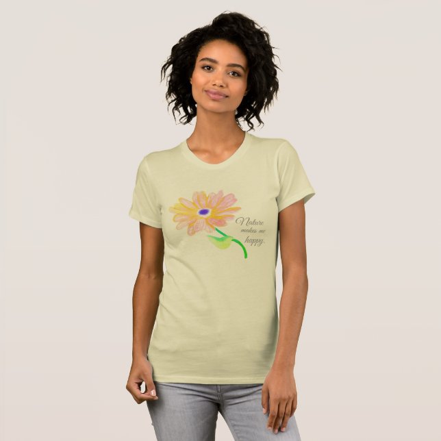  Nature Makes Me Happy Painted Flower T-Shirt (Vorne ganz)