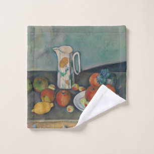 Nature morte, Pot à lait et fruits sur une table,