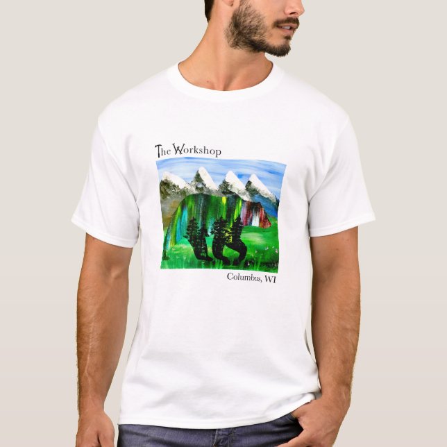 Nature Mountains Ours Arbres T-shirt Homme de base (Devant)