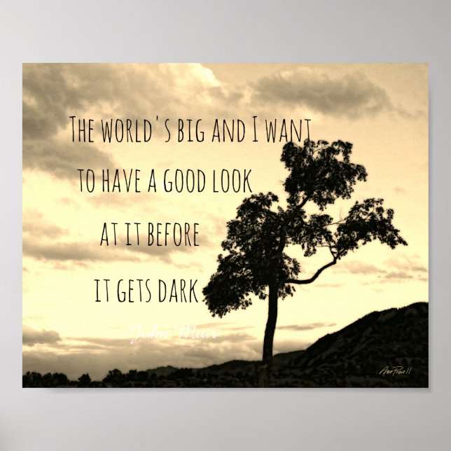 nature Muir citation poster sépia tona (Devant)