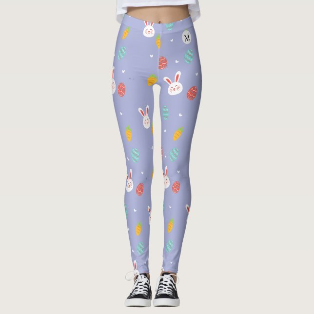 Nature Oaster Bunnies Blumenmuster Eierjagd Liebe Leggings (Vorderseite)
