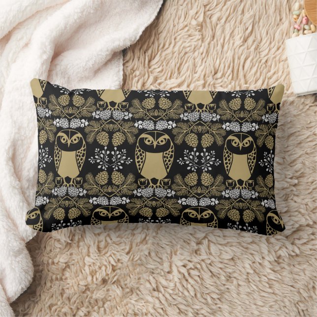 Nature Owl Folk Art Lendenkissen (Decke)