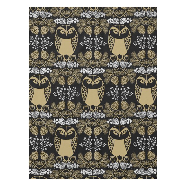 Nature Owl Folk Art Tischdecke (Vorderseite)