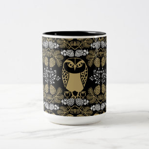 Nature Owl Folk Art Zweifarbige Tasse