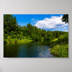 Nature Paysage Lac Arbres Biélorussie Poster