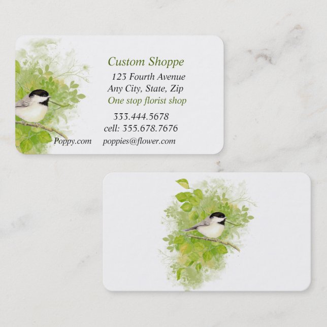 Nature Pflanze Garden Bird Blume Business Card Visitenkarte (Vorne/Hinten)