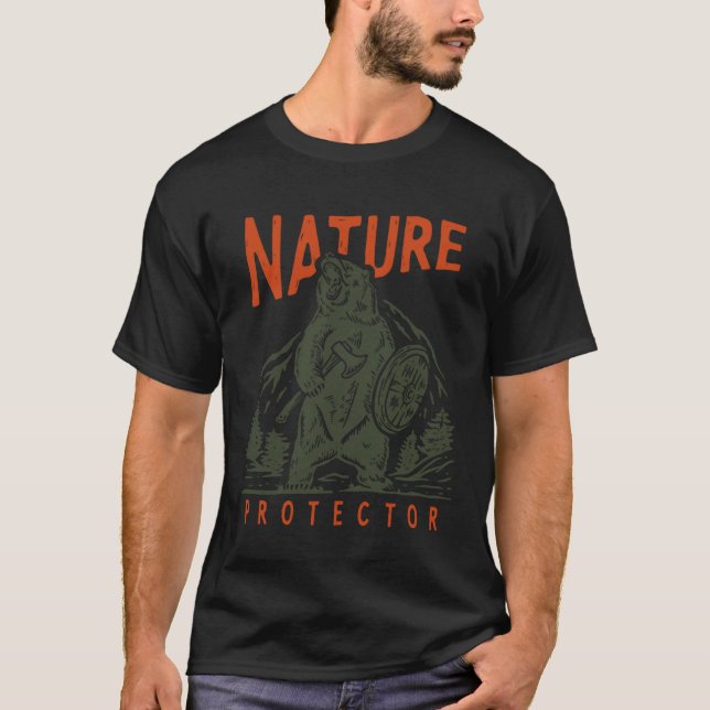 Nature Protector  Bear Environment Grizzly Warrior T-Shirt (Vorderseite)