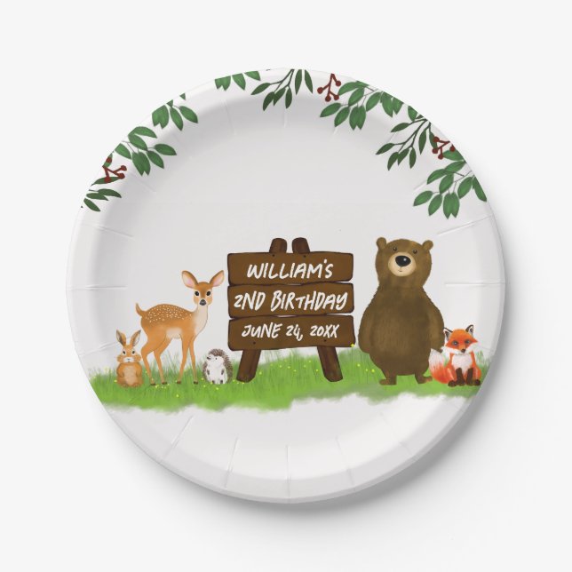Nature Rustic Woodland Party Forest Animals  Pappteller (Vorderseite)