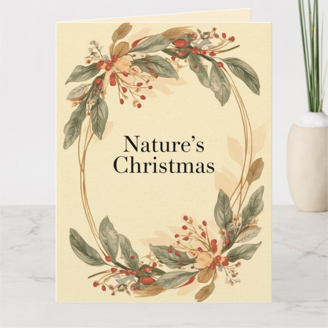 Nature’s Christmas – Minimal Botanical Holiday  Karte (Vorderseite)