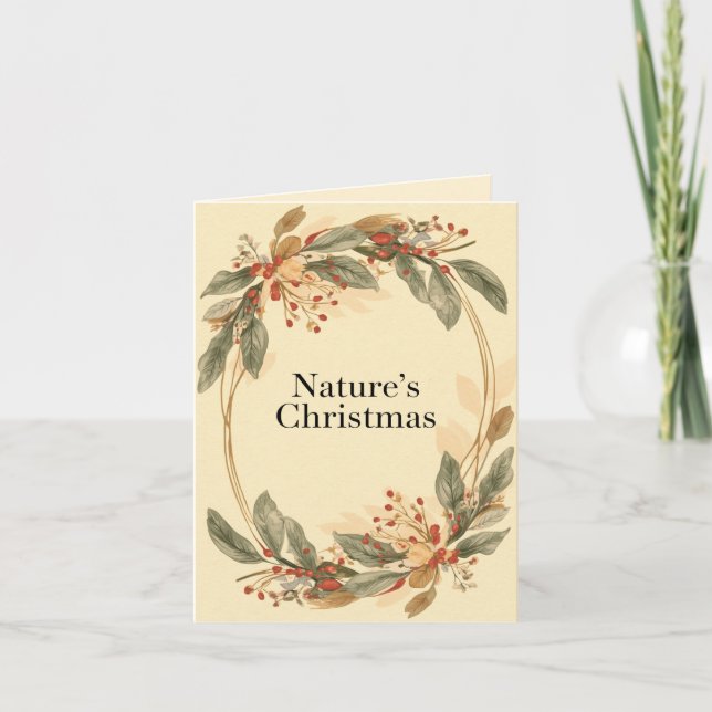 Nature’s Christmas – Minimal Botanical Holiday  Karte (Vorderseite)