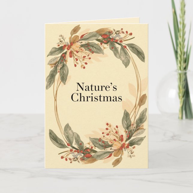 Nature’s Christmas – Minimal Botanical Holiday  Karte (Vorderseite)