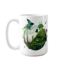 Nature’s Symphony Vibrant Green Landscape wth Bird