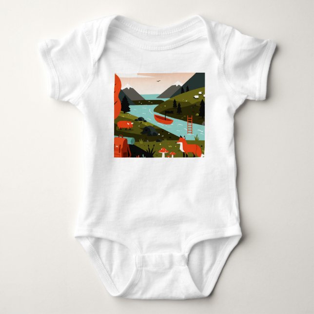 Nature scene of a hiking trip baby strampler (Vorderseite)